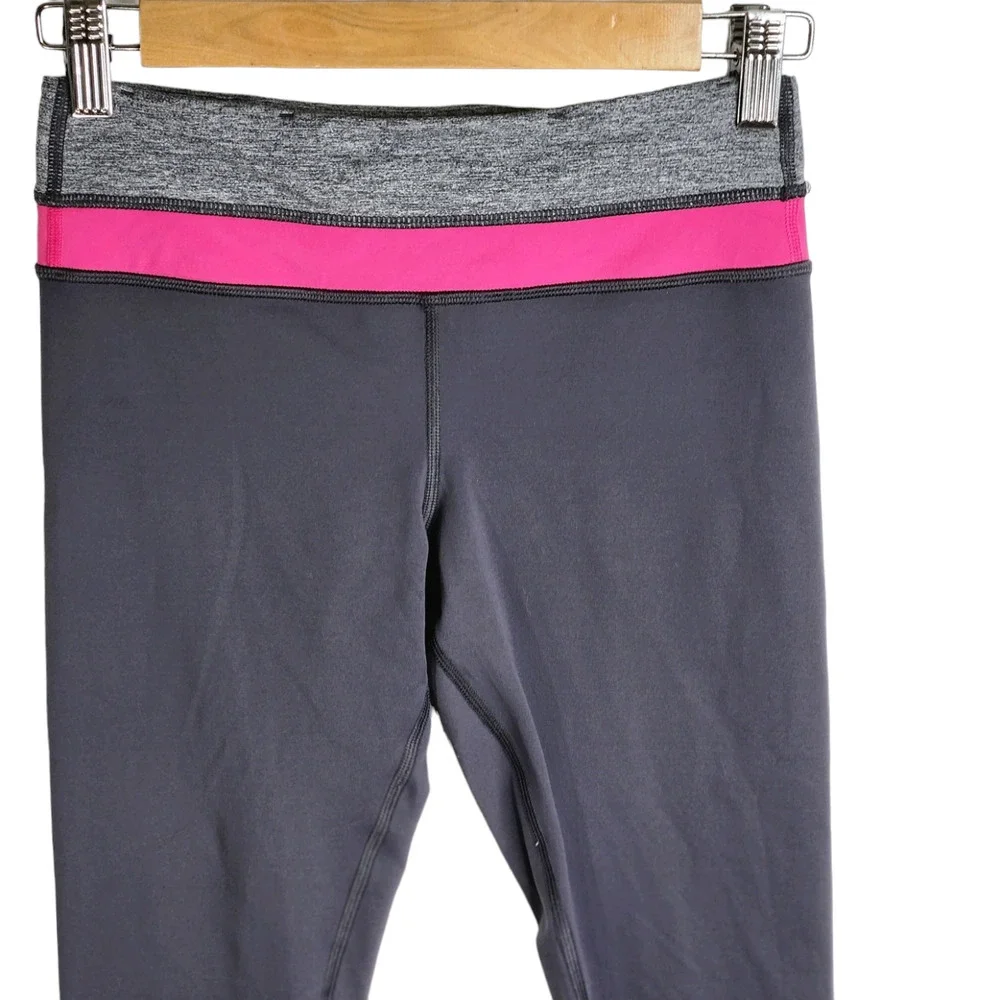 Lululemon Run Inspire Crop‎ II Legging Women's Size 4 Grey Heathered Grey Pink